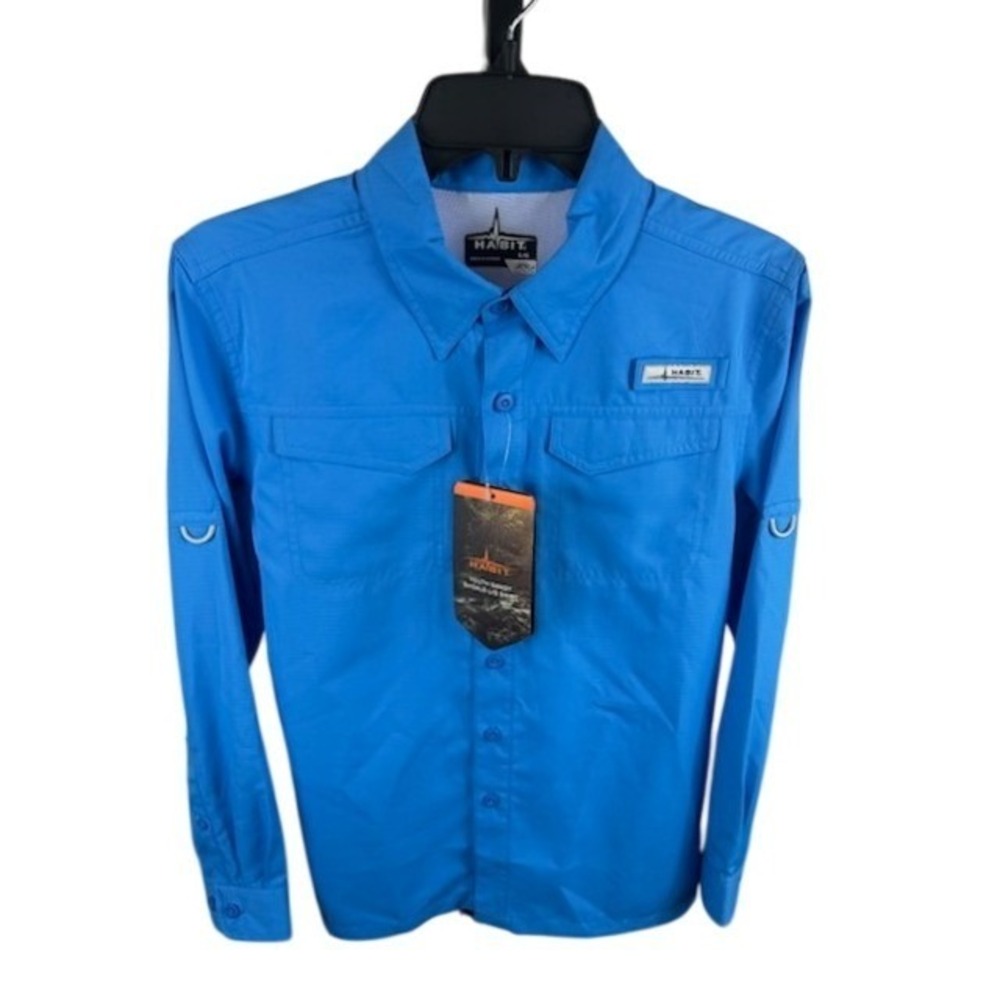 NEW Habit Solar Factor Button Up Shirt Men's Size Large UPF 40 Long Sleeve